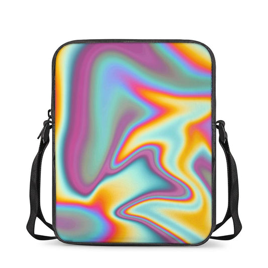 Liquid Holographic Trippy Print Rectangular Crossbody Bag