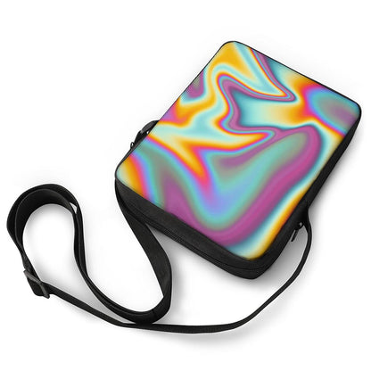 Liquid Holographic Trippy Print Rectangular Crossbody Bag