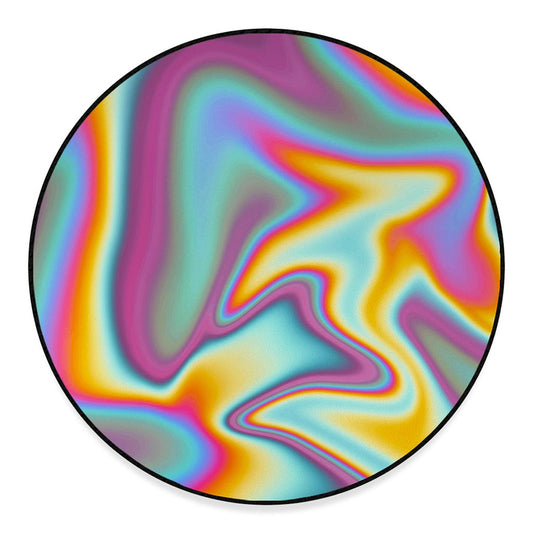 Liquid Holographic Trippy Print Round Floor Mat