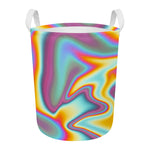 Liquid Holographic Trippy Print Round Laundry Basket
