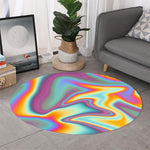 Liquid Holographic Trippy Print Round Rug