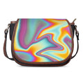Liquid Holographic Trippy Print Saddle Bag