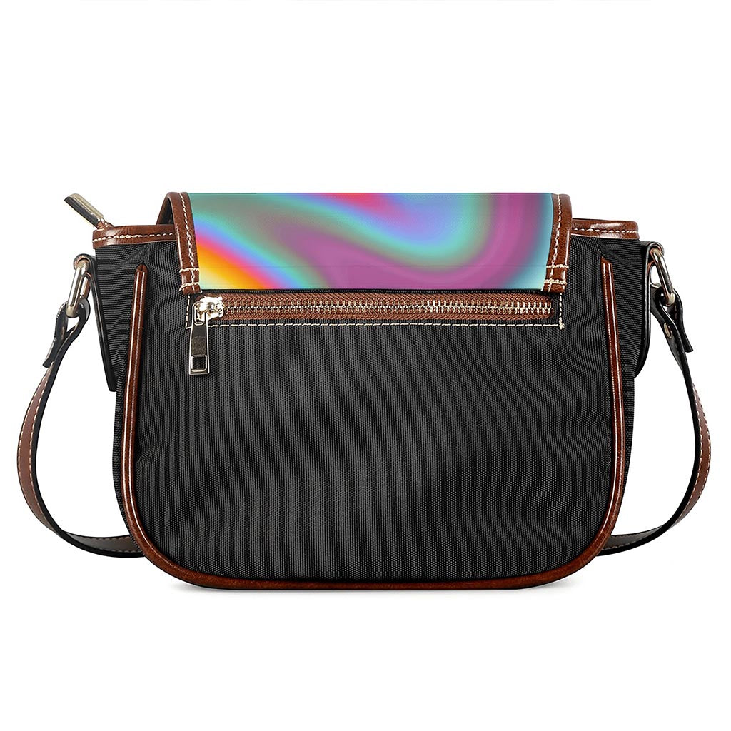 Liquid Holographic Trippy Print Saddle Bag