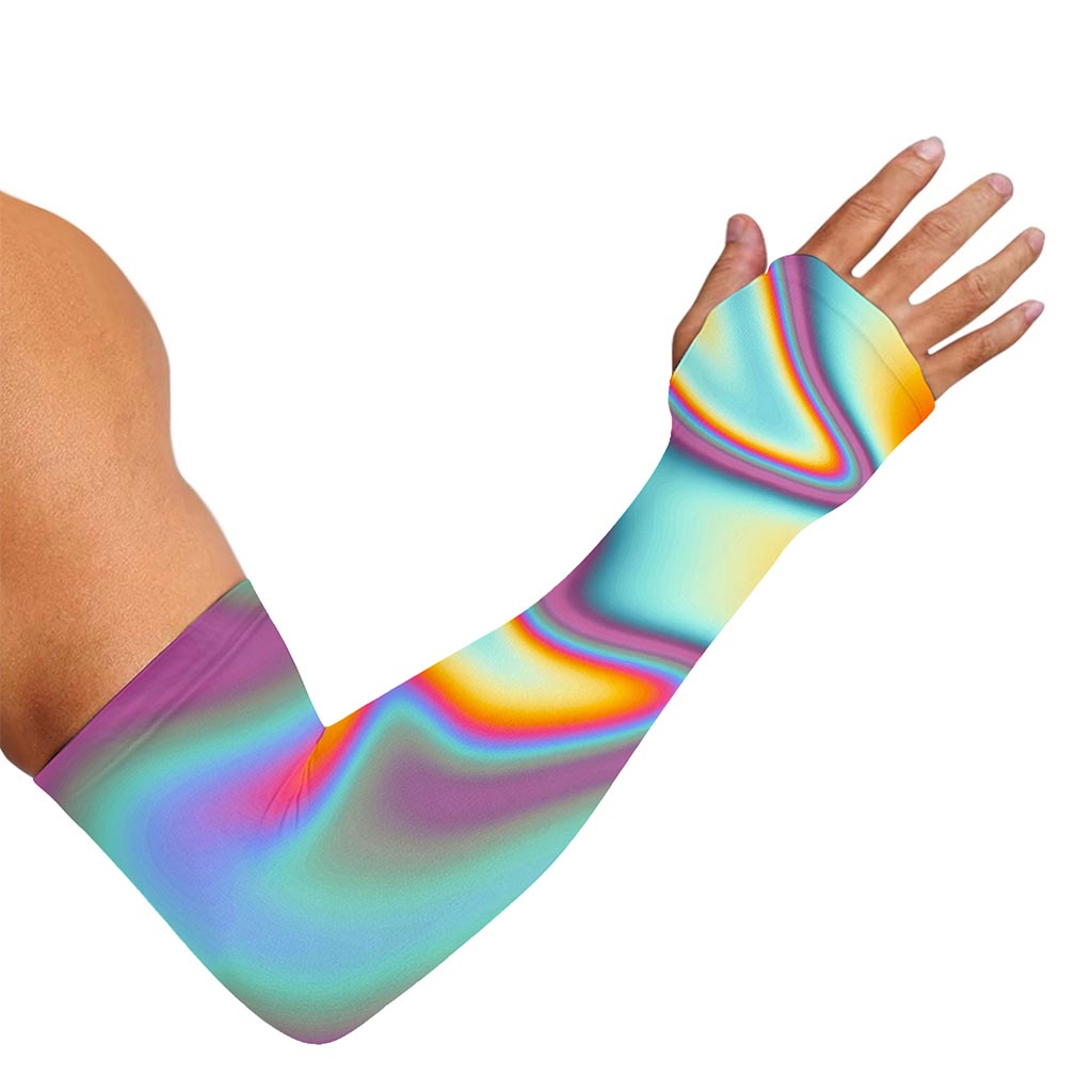 Liquid Holographic Trippy Print Sun Protection Arm Sleeves