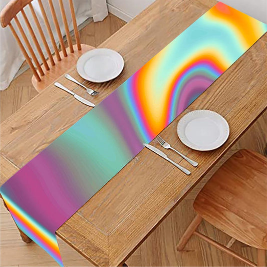 Liquid Holographic Trippy Print Table Runner