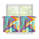 Liquid Holographic Trippy Print Tier Curtains