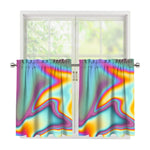 Liquid Holographic Trippy Print Tier Curtains
