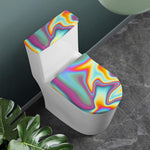 Liquid Holographic Trippy Print Toilet Lid And Tank Cover Set
