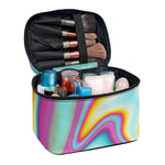 Liquid Holographic Trippy Print Travel Makeup Bag