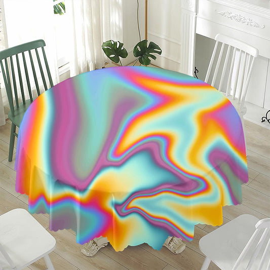 Liquid Holographic Trippy Print Waterproof Round Tablecloth