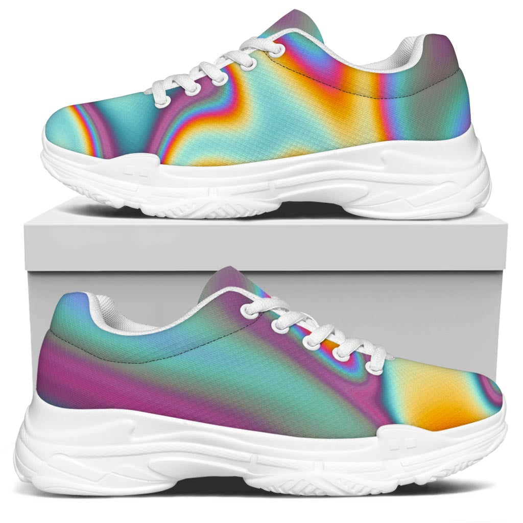 Liquid Holographic Trippy Print White Chunky Shoes