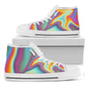 Liquid Holographic Trippy Print White High Top Sneakers