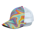 Liquid Holographic Trippy Print White Mesh Trucker Cap