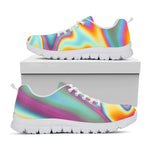 Liquid Holographic Trippy Print White Running Shoes