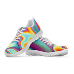 Liquid Holographic Trippy Print White Running Shoes