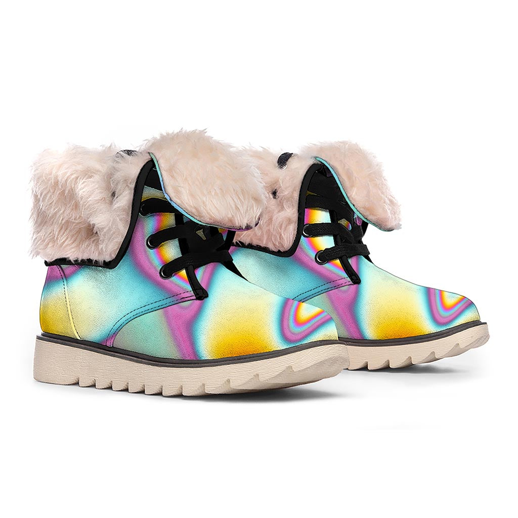 Liquid Holographic Trippy Print Winter Boots