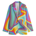 Liquid Holographic Trippy Print Women's Blazer