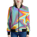 Liquid Holographic Trippy Print Women's Bomber Jacket