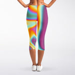 Liquid Holographic Trippy Print Women's Capri Leggings