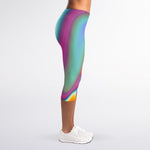 Liquid Holographic Trippy Print Women's Capri Leggings
