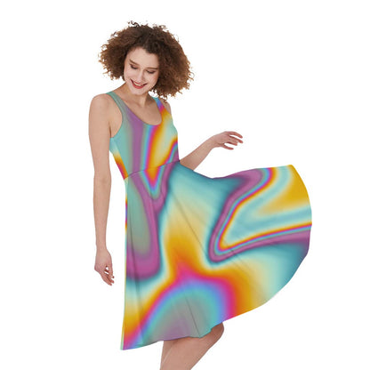 Liquid Holographic Trippy Print Women's Sleeveless Dress