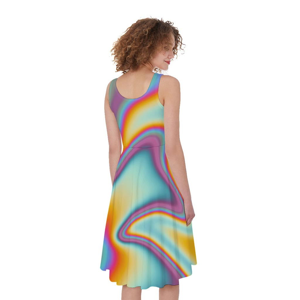 Liquid Holographic Trippy Print Women's Sleeveless Dress