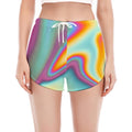 Liquid Holographic Trippy Print Women's Split Running Shorts