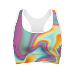 Liquid Holographic Trippy Print Women's Sports Bra
