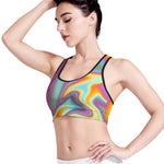 Liquid Holographic Trippy Print Women's Sports Bra
