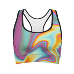 Liquid Holographic Trippy Print Women's Sports Bra