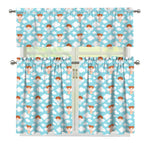 Little Angel Pattern Print 3 Piece Kitchen Curtains