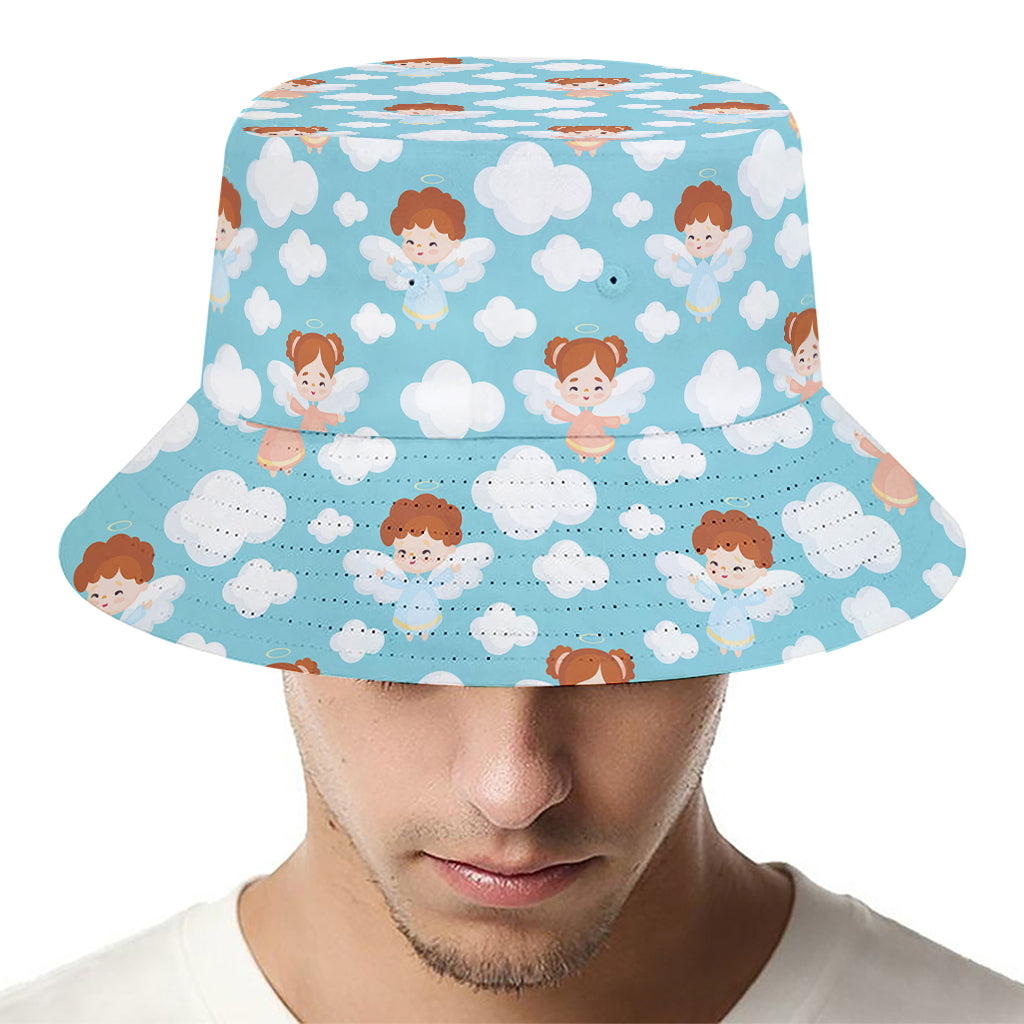 Little Angel Pattern Print Bucket Hat