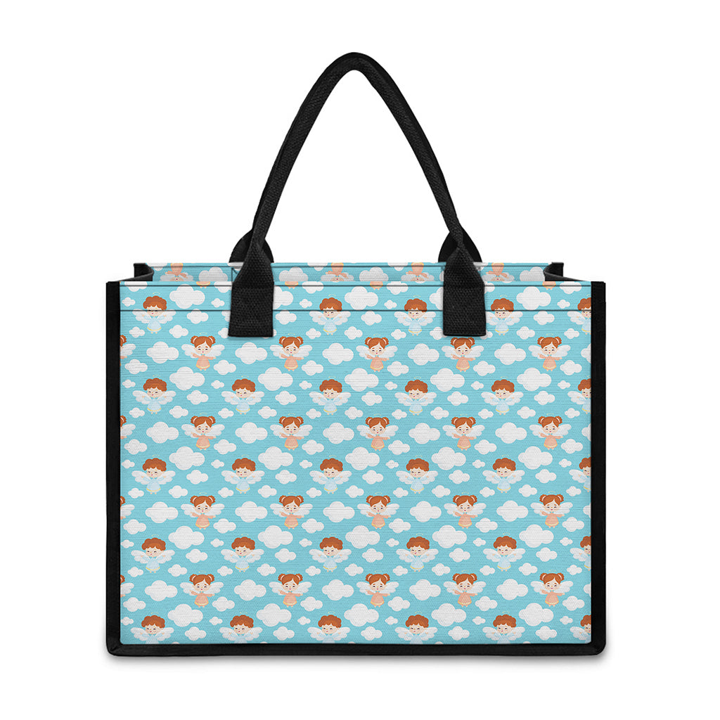 Little Angel Pattern Print Canvas Tote Bag