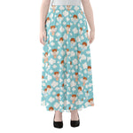 Little Angel Pattern Print Chiffon Maxi Skirt