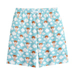 Little Angel Pattern Print Cotton Shorts