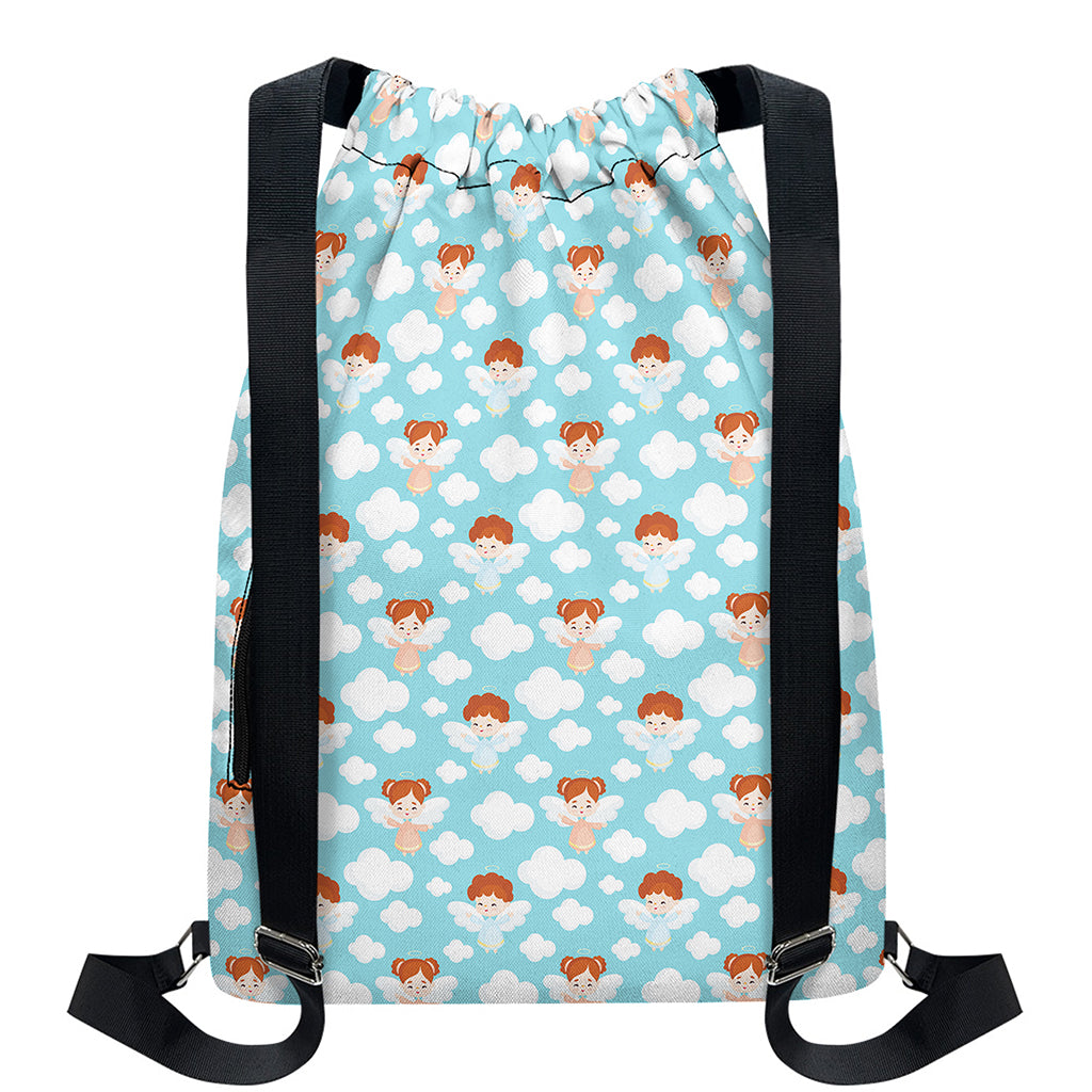 Little Angel Pattern Print Drawstring Backpack