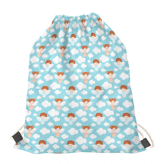 Little Angel Pattern Print Drawstring Bag