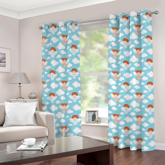 Little Angel Pattern Print Grommet Curtains
