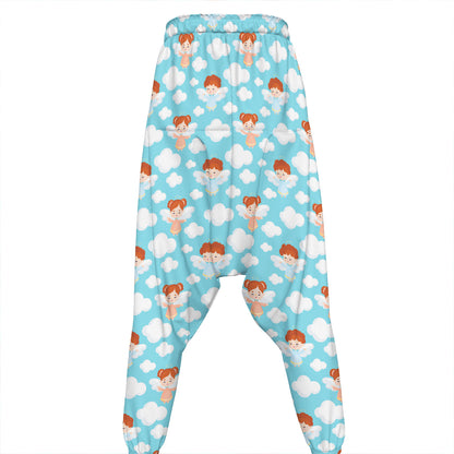 Little Angel Pattern Print Hammer Pants