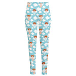 Little Angel Pattern Print High-Waisted Pocket Leggings