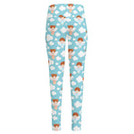 Little Angel Pattern Print High-Waisted Pocket Leggings