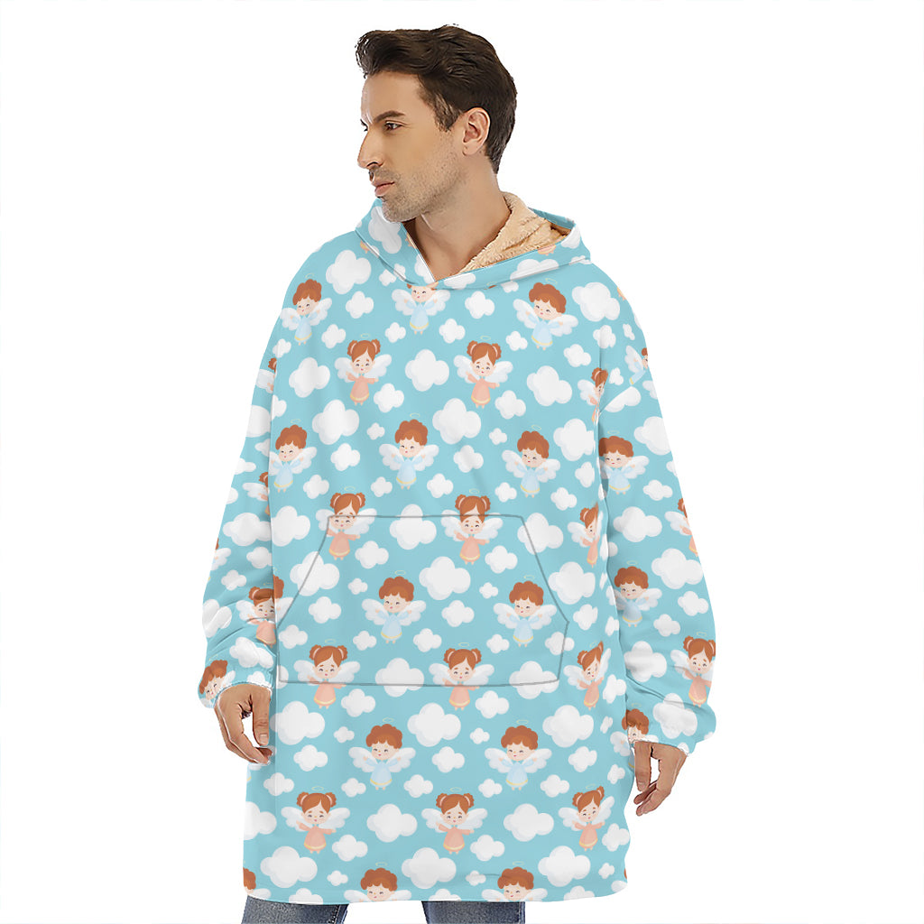 Little Angel Pattern Print Hoodie Blanket