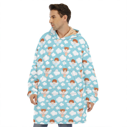 Little Angel Pattern Print Hoodie Blanket