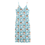 Little Angel Pattern Print Jersey Midi Cami Dress