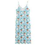 Little Angel Pattern Print Jersey Midi Cami Dress