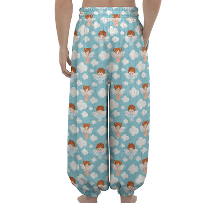 Little Angel Pattern Print Lantern Pants