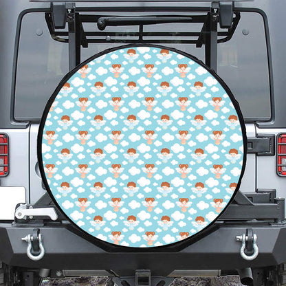 Little Angel Pattern Print Leather Spare Tire Cover