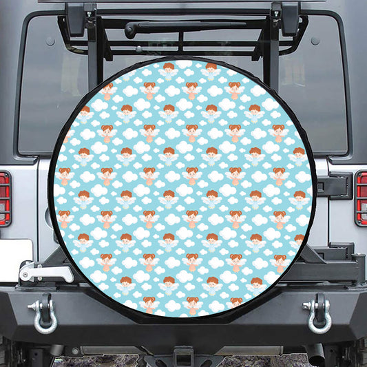 Little Angel Pattern Print Leather Spare Tire Cover