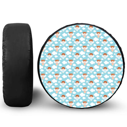 Little Angel Pattern Print Leather Spare Tire Cover