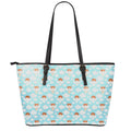 Little Angel Pattern Print Leather Tote Bag With Zipper